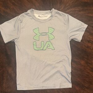 Under Armour Kids Light Gray and Green T-Shirt